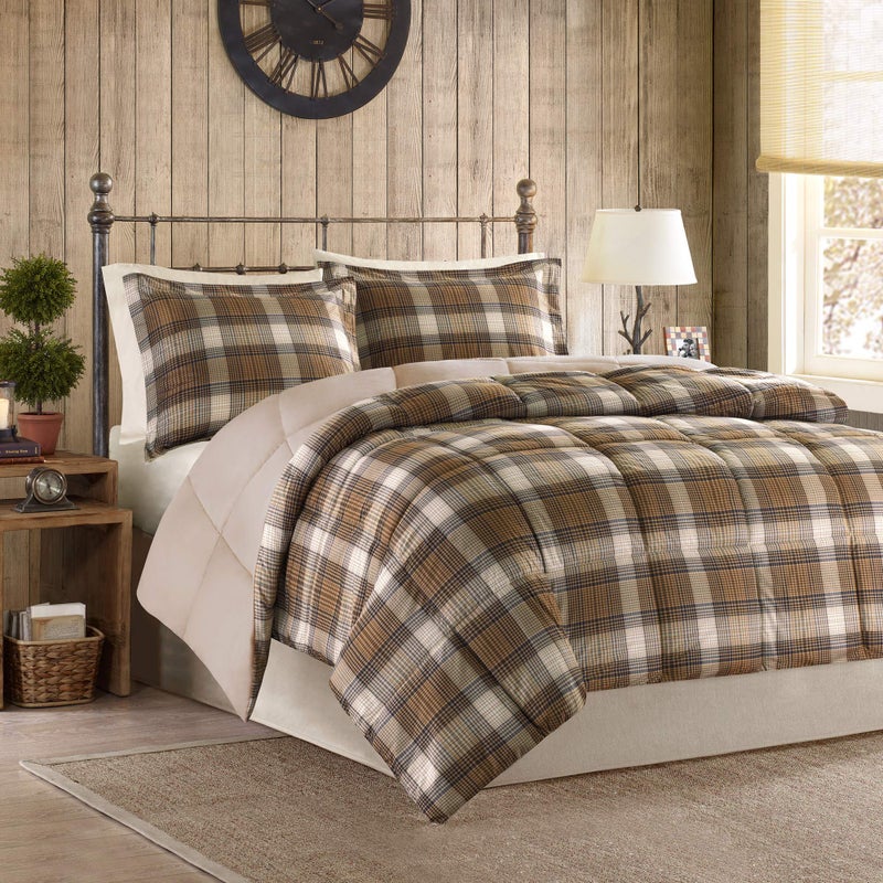 Woolrich John Rich & Bros. Woolrich Comforter Set, Cabin Lodge, Warm Cover for Colder Season, Modern Cottage-Inspired Down Alternative Ultra Soft Microfiber Bedding, Matching Sham, Plaid Brown Twin 2 Piece - Image 2